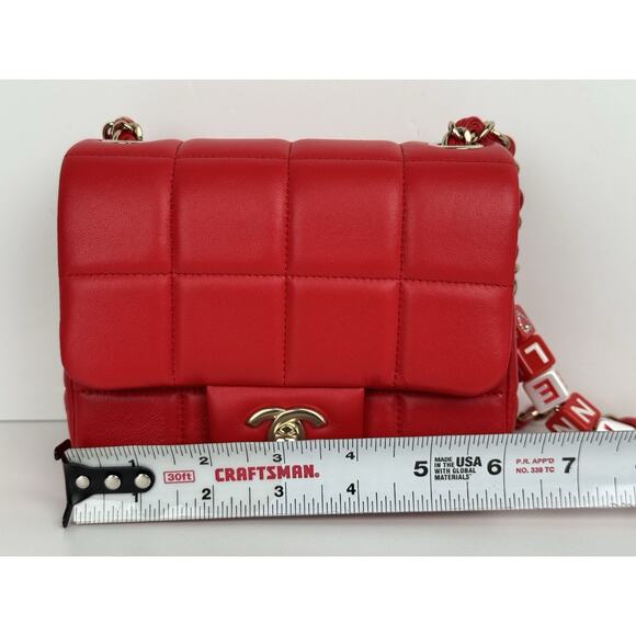 Chanel Lambskin Resin Crystal Square Quilted Monacoco Mini Flap Red C-6 - Picture 12 of 16